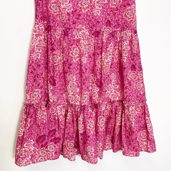 Generation Love Floral Sun Dress Ruffle Pink Oversized V Neck Slip On Size XS - Picture 6 of 15